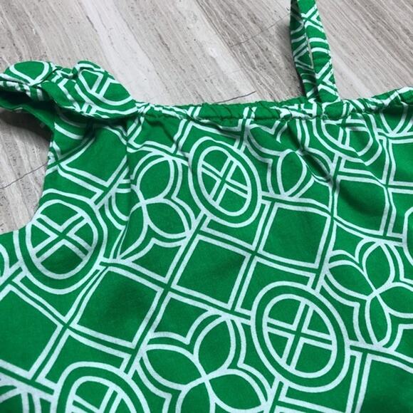 Janie and Jack Geo One Shoulder Top Holiday Palm Green White Baby Girl Top 3-6 M - Picture 1 of 7